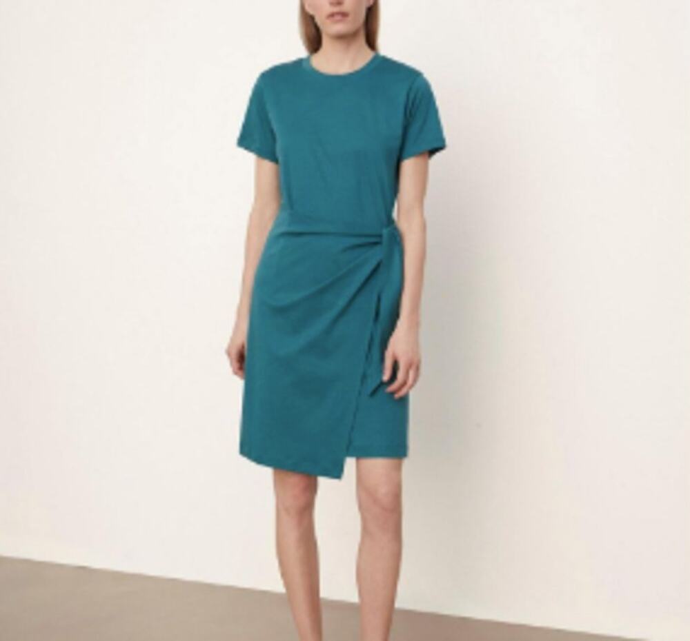Vince Blue Tie Waist Cotton T-Shirt Dress (M)